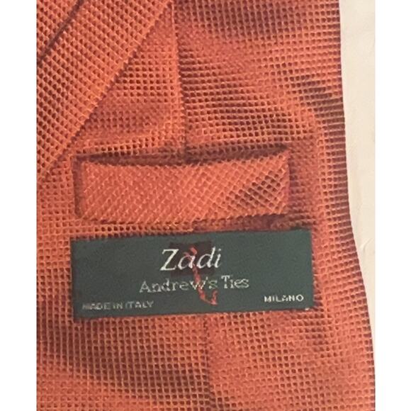 Zadi Andrew's Ties Orange/Brown Silk Made in Italy Necktie - Picture 6 of 12
